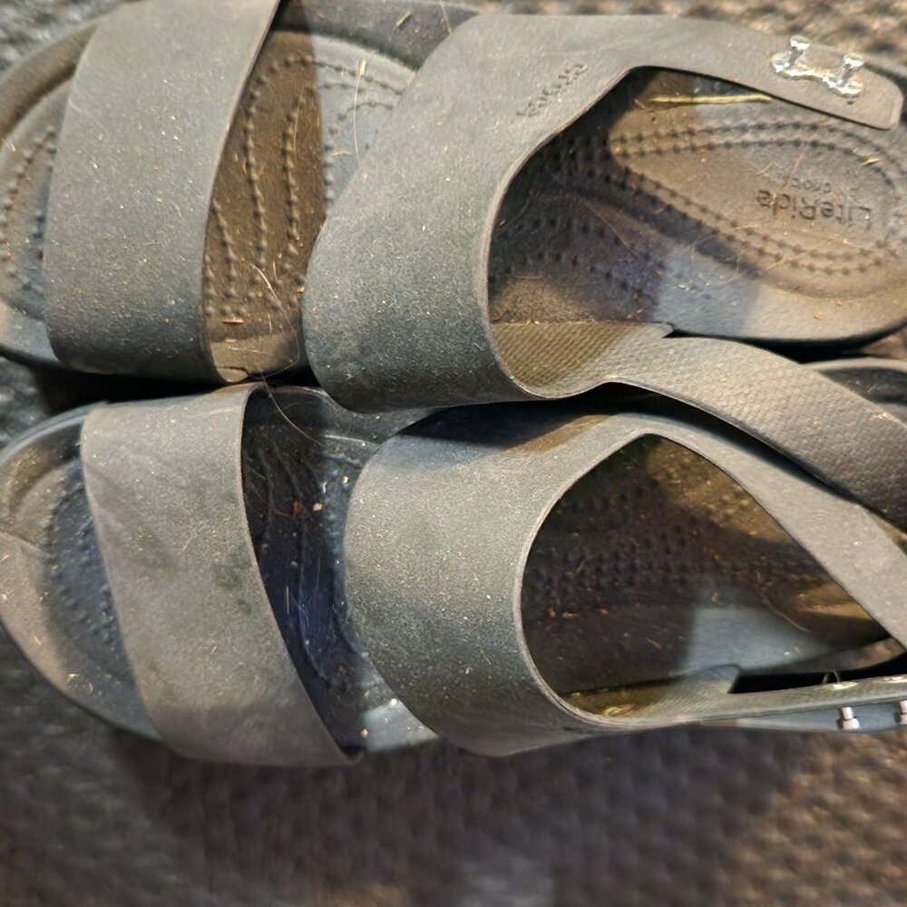 Black Croc Platform Sandals